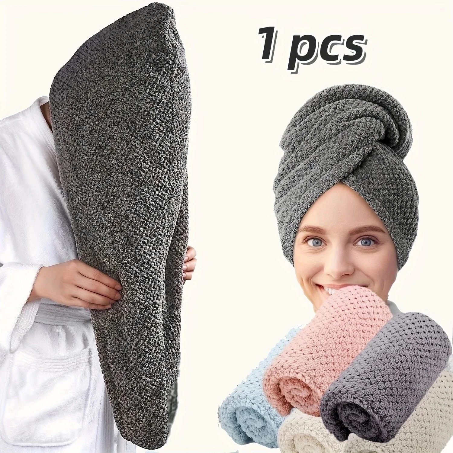 Gorro Secado Rápido Toalla Anti-Frizz Turbante Absorbente